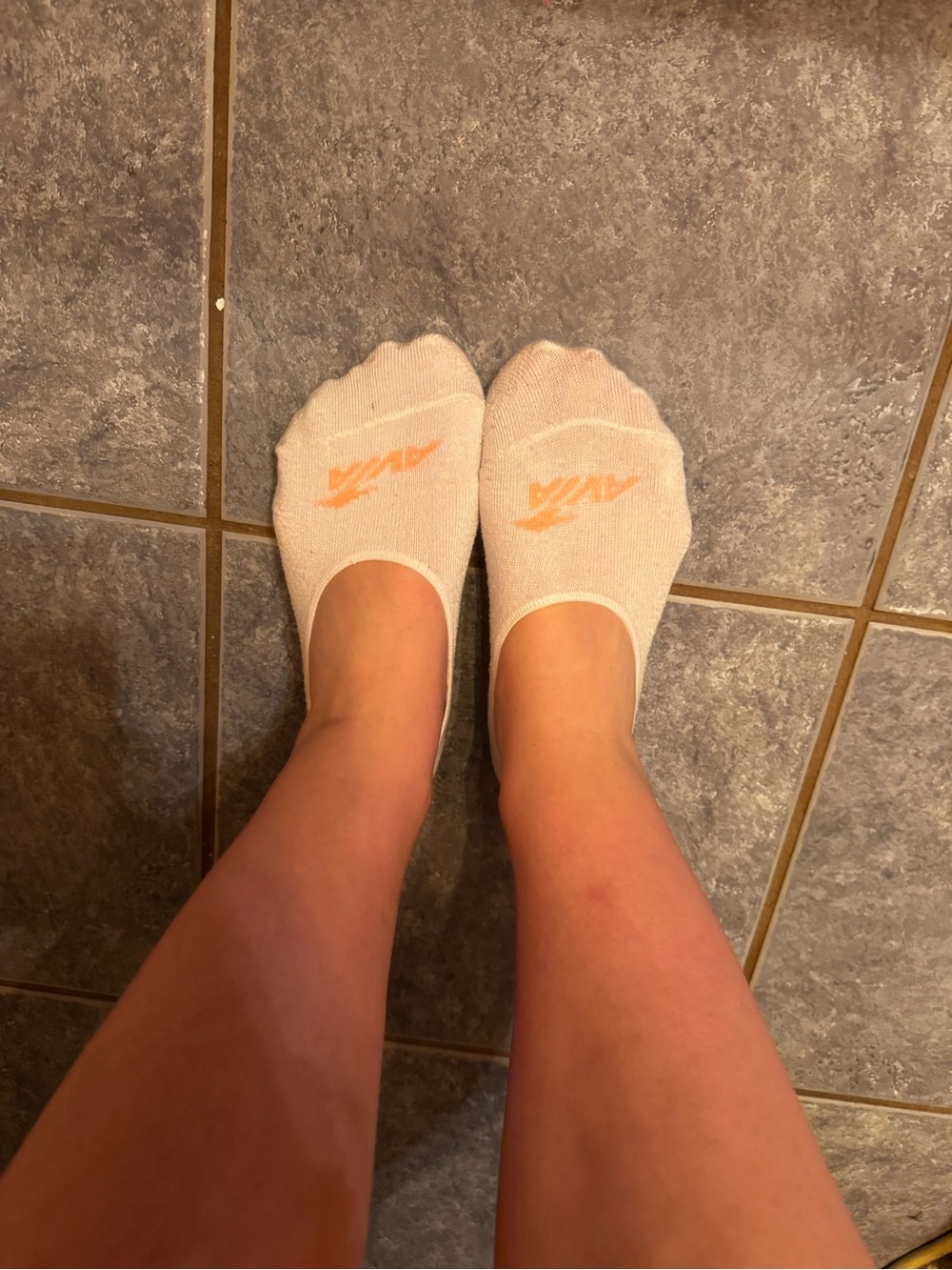 Avia Low-Cut No-Show Socks in White with Orange